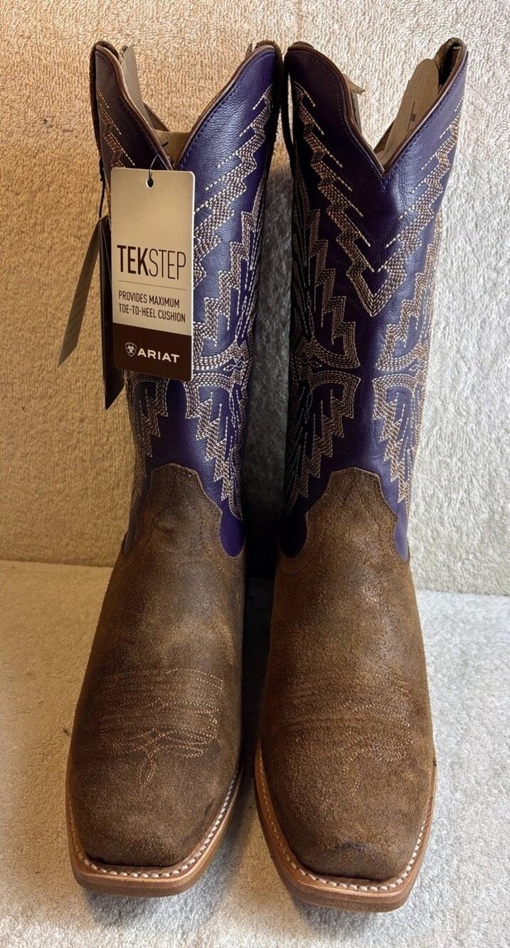 ARIAT MEN'S FUTURITY SHOWMAN ROUGHOUT WESTERN BOOTS - NARROW SQUARE TOE 10 EE